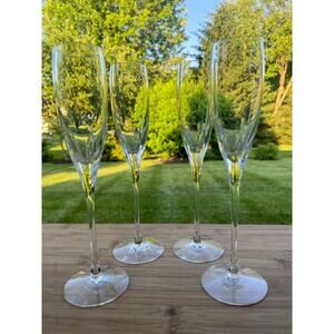 Lenox USA Firelight Crystal Champagne Flute 9.5” ~SET OF 4
